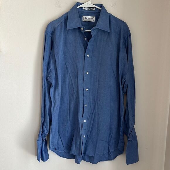 Vintage Men’s Burberry’s Blue button down dress Shirt cotton size 16-34 GUC! - Picture 1 of 7